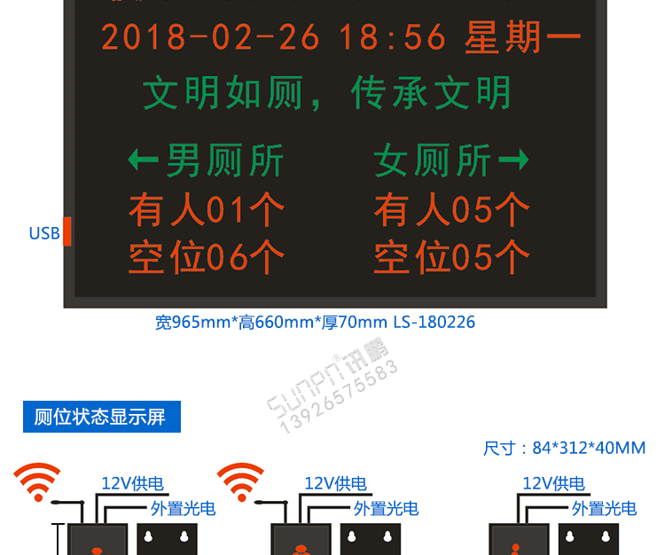 廁所狀態(tài)屏產(chǎn)品結(jié)構(gòu)圖 廁所狀態(tài)屏產(chǎn)品結(jié)構(gòu)圖