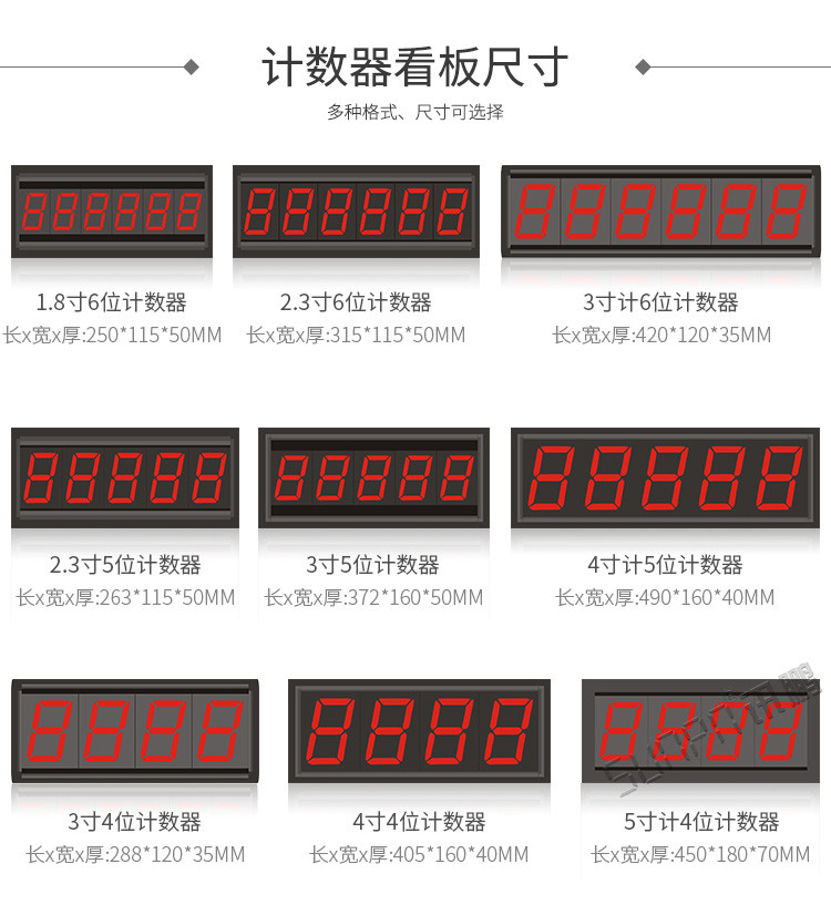LED計數(shù)器看板尺寸參考 LED計數(shù)器看板尺寸參考