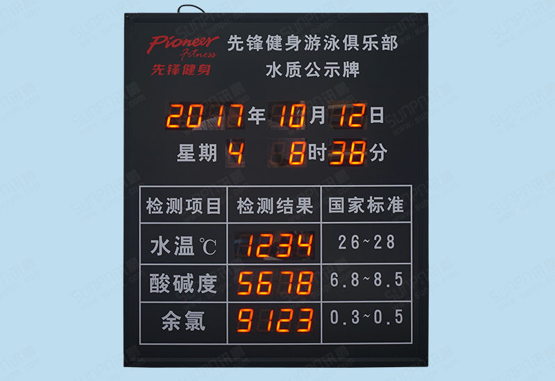 游泳池水質(zhì)在線監(jiān)測(cè)系統(tǒng)-水溫余氯PH值傳感器實(shí)時(shí)在線檢測(cè)儀與LED顯示屏數(shù)據(jù)通訊對(duì)接