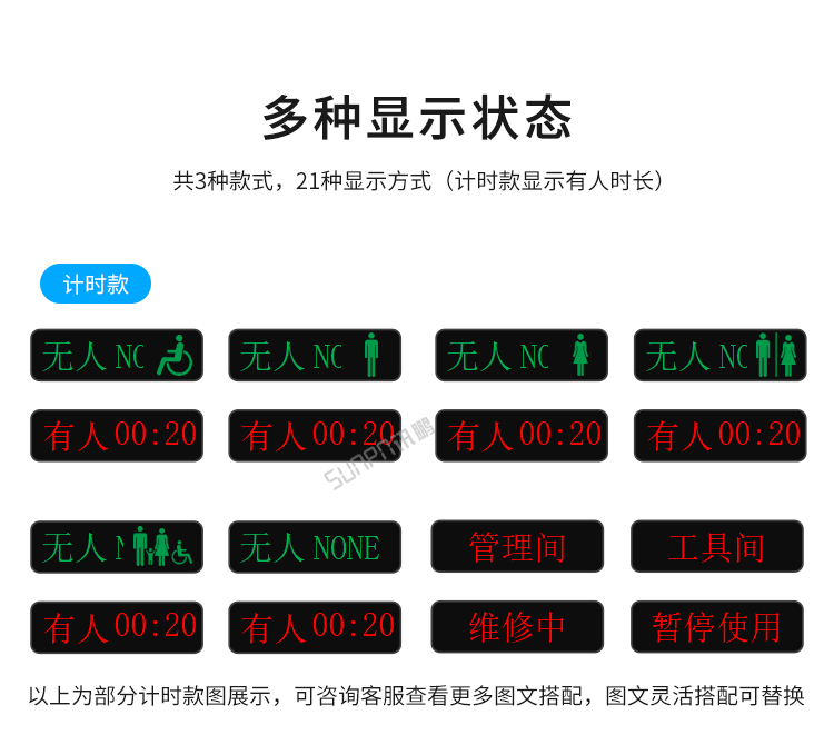 智慧公廁有人無(wú)人顯示屏-多種顯示狀態(tài) 智慧公廁有人無(wú)人顯示屏-多種顯示狀態(tài)