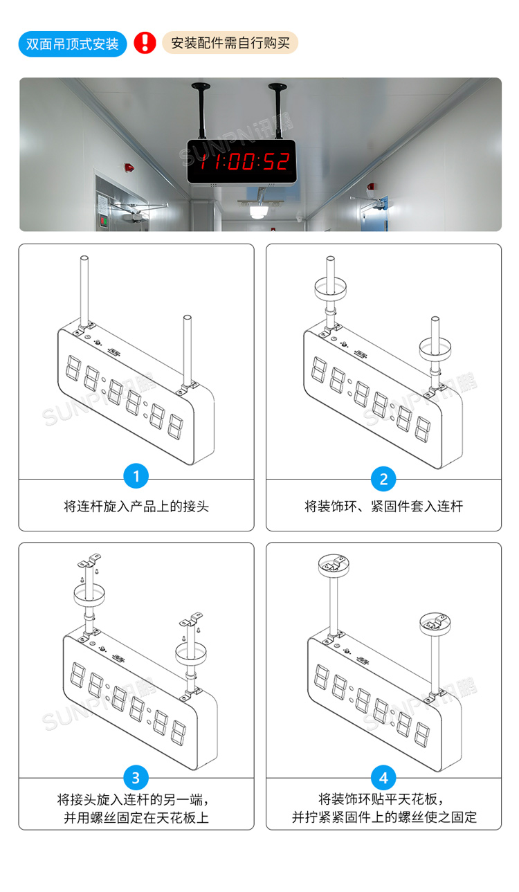雙面NTP電子鐘安裝說明 雙面NTP電子鐘安裝說明